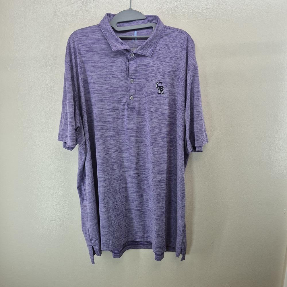 Johnnie-O Polo Shirt Mens XXL Featherweight Performance MLB Rockies Purple - Picture 3 of 10
